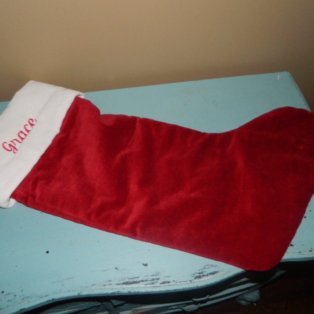 Pottery Barn Classic Velvet Christmas Stocking "Grace" Size L (TT-41)